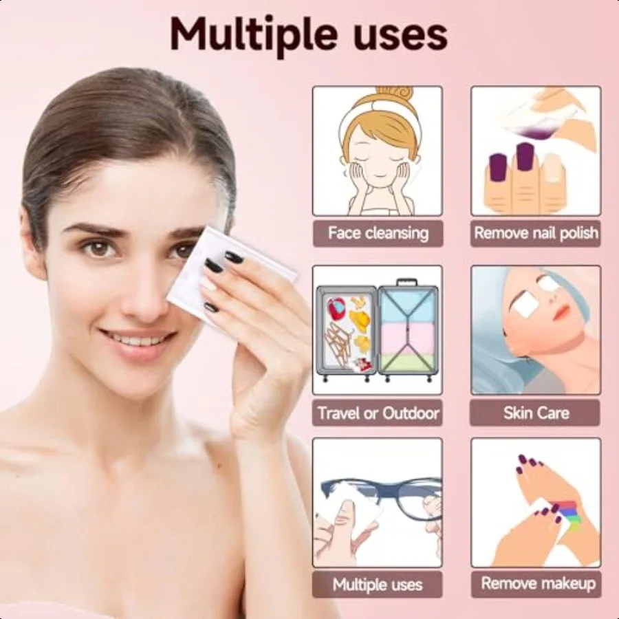 600 PCS Square Cotton Pads Soft and LintFree Includes 400 UltraThin and 200 Thick Pads Hypoallergenic Makeup Remover for Face E