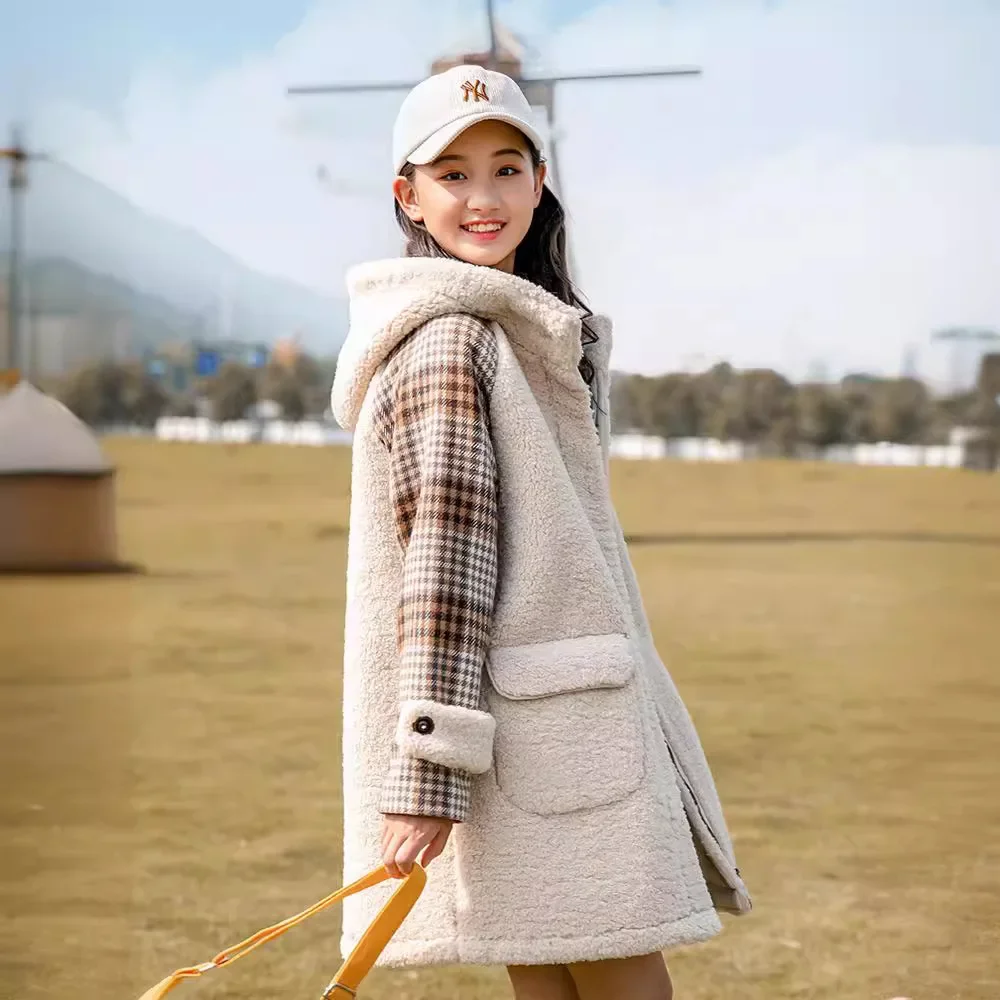 

Junior high school students woolen coat 2021 autumn and winter high school girls older children girls cashmere coat
