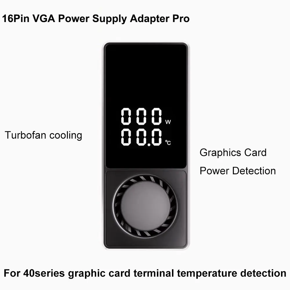 180Degree 12vhpwr RTX4090/4080/4070 Grahpic Card Adapter With Turbine Cooling 16Pin Terminal/GPU Termperature Monitor Turning