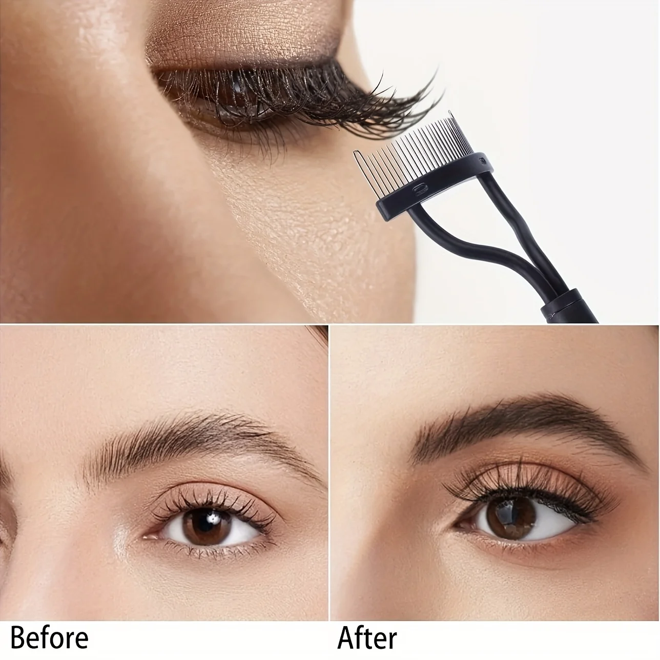 1PC Dual-Ended Lash Tool - 2-in-1 Mascara Comb & Separator, Arc Design for Tangle-Free Application, Travel Essential