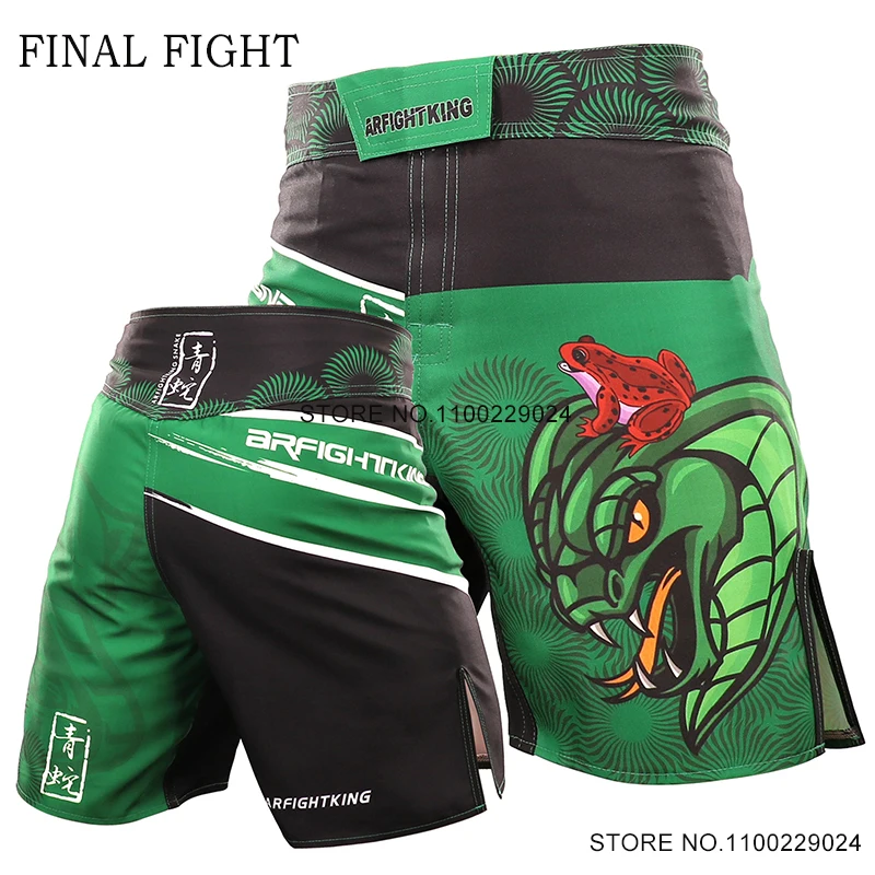 

MMA Boxing Shorts Men's Boxing Shorts Green Snake Mixed Martial Arts Gym Training Clothing BJJ No GI Grappling Cage Fight Shorts