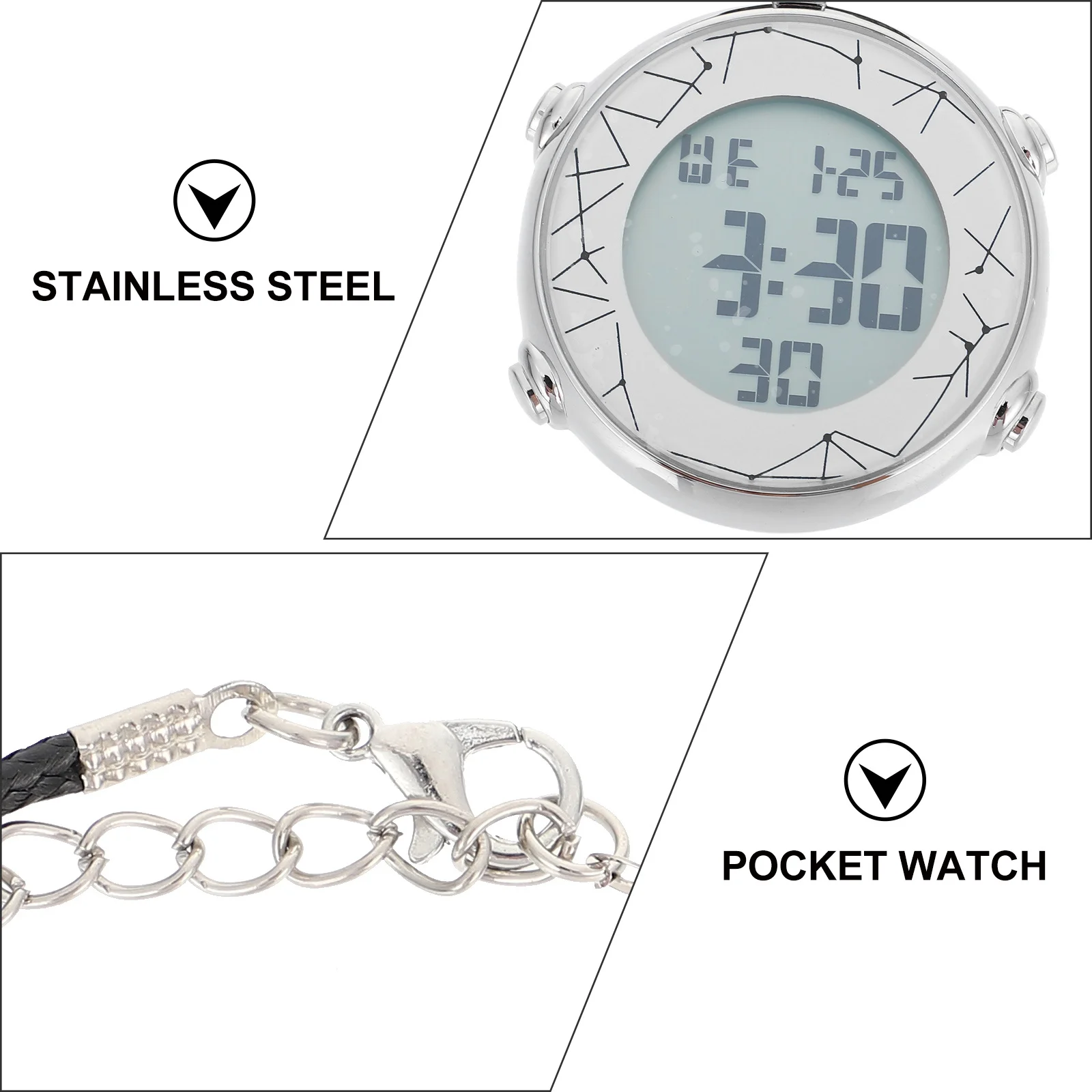 

Electronic Pocket Watch Multifunction Digital Hanging Watch Alarm Chronograph Calendar Week Month Display For Travel