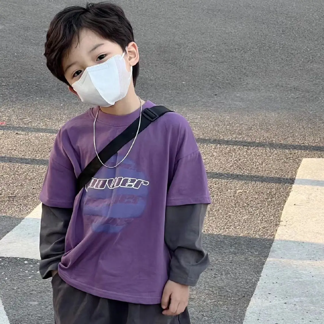 Spring Autumn Children T-Shirts 1-8Y Boys Girls Cotton Print Long Sleeve Fake Two Pieces Tops Toddler Wear for Kids Clothing New