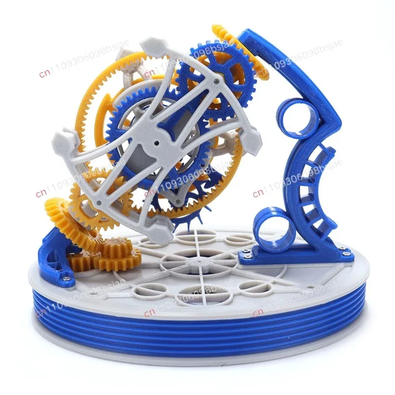 double-axis-tourbillon-model-metal-clockwork-power-3d-printing-pendulum-clock-mechanical-principle-tabletop-ornament-gear-art