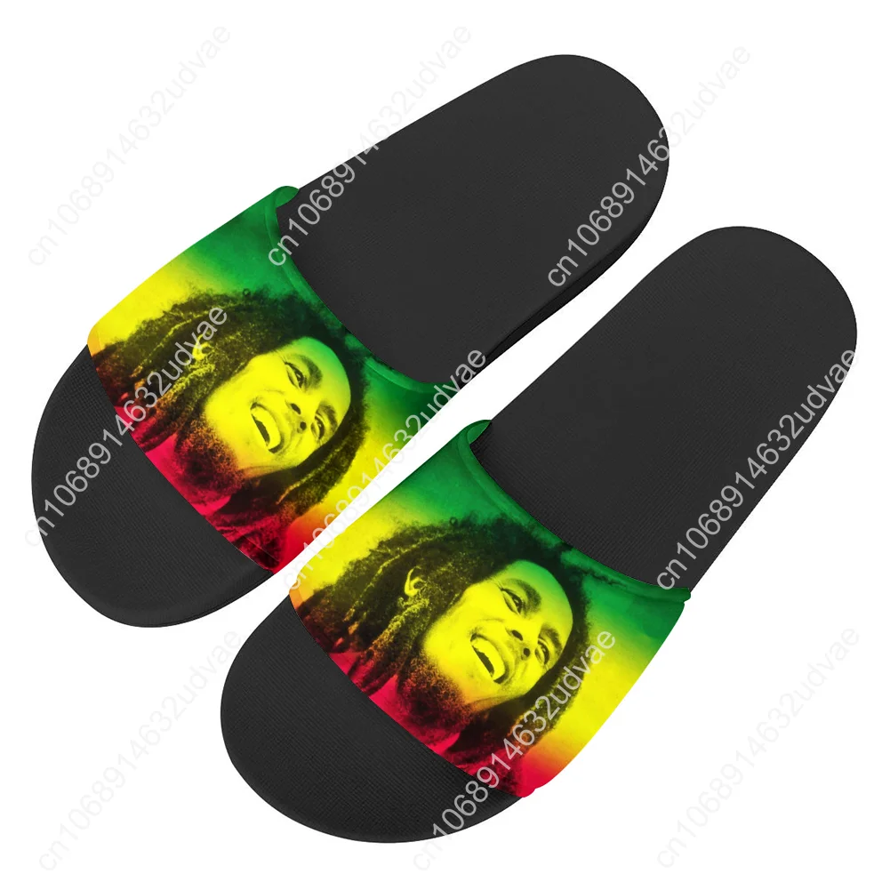 Picture 4: Bob Marley Reggae Rasta Slippers Man Woman Boy Girl Tailor Made Slides Sandals Photo Text Customized Bath Shoes Water Shoe