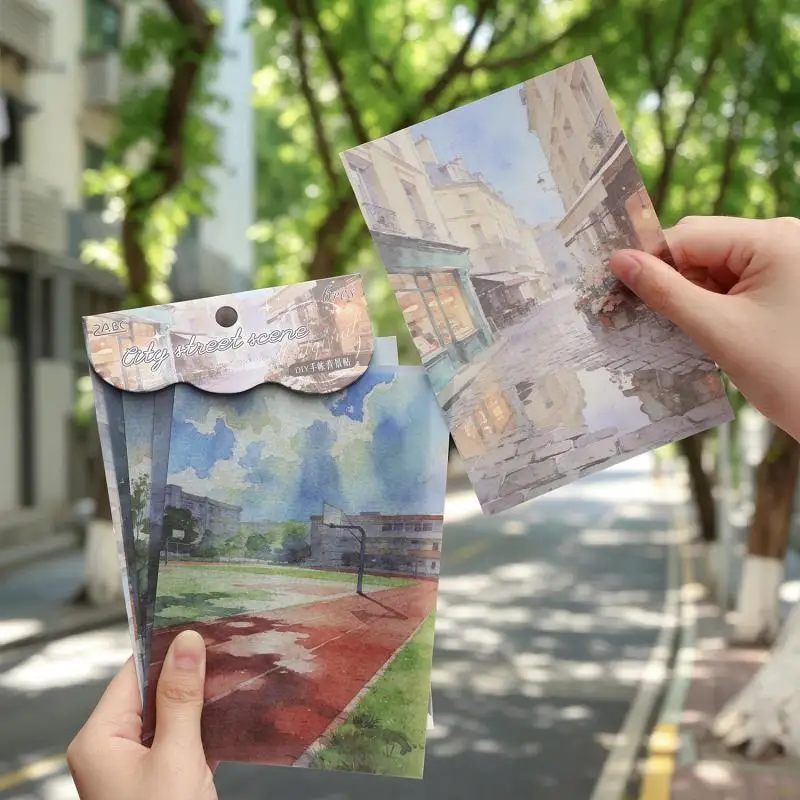 6pcs/set Nature Scenery Decorative Stickers Pack Diy Beach Games Material Decoration For Album, Diary And Stationery Supplies