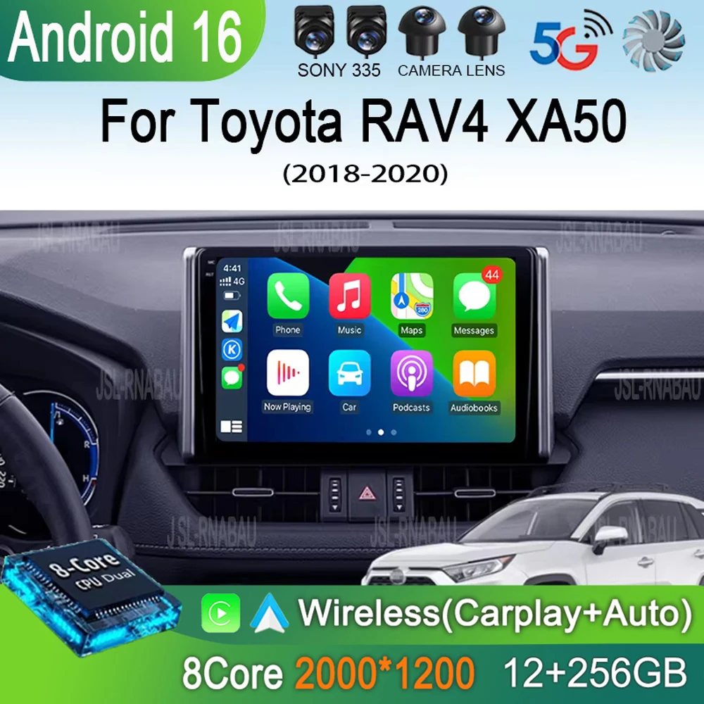 

Android 16 Carplay Car Radio For Toyota RAV4 XA50 2018 2019 2020 Navigation Multimedia GPS Player Stereo WiFi+4G video DSP 2 DIN