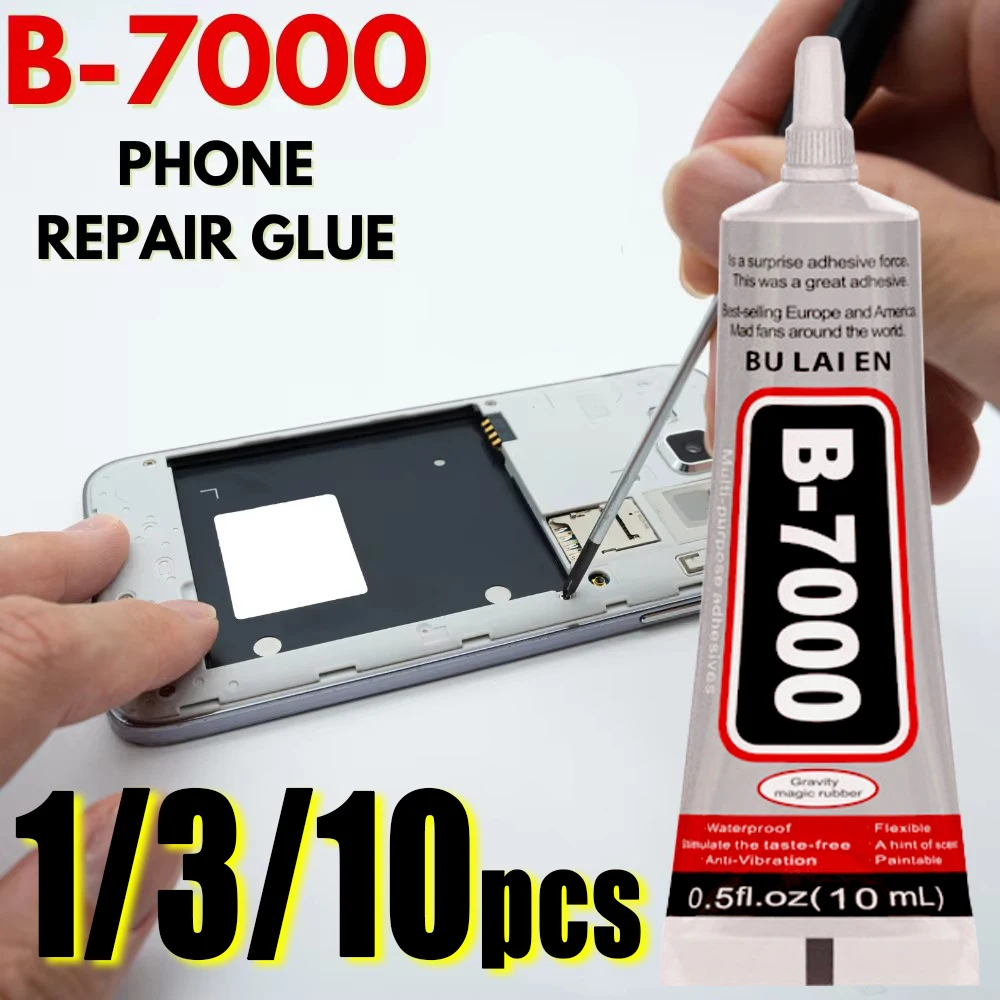 Pegamento de B-7000 transparente para reparación de teléfonos, adhesivo Universal de plástico y vidrio, aplicador de precisión para electrónica, 1/3/10 Uds., 10ML