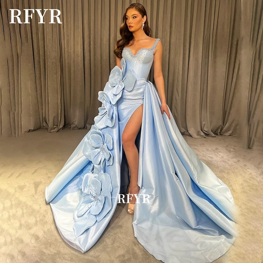 

RFYR Sweetheart Party Dress 3D Flowers Prom Dress Beading Evening Dress فساتين مناسبة رسمية Customized