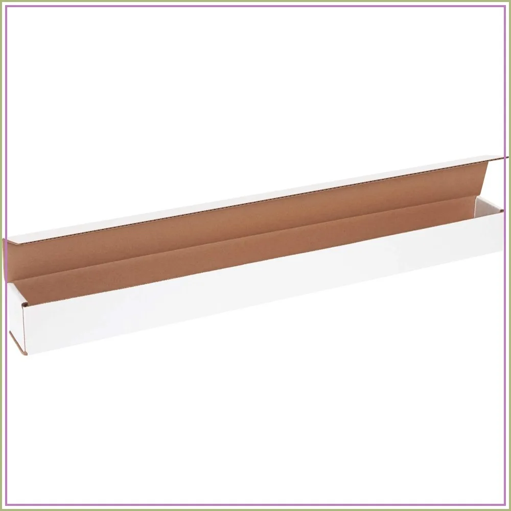 

White Corrugated Mailers 24x2x2 Inches, 50 Pack, Lightweight & Strong for Shipping