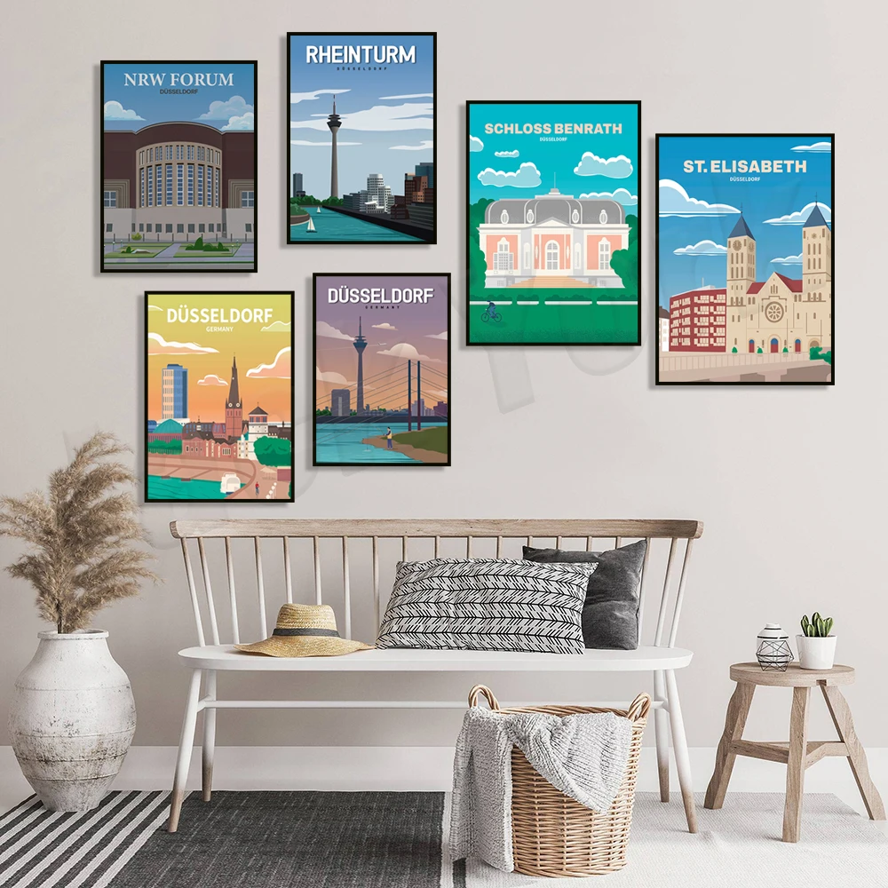 مبنى الراين دوسلدورف، كونيغسالي ديسيلدورف، كونشتال دويسلدورف، Unterbacher انظر ملصق السفر العتيق دوسيلدورف