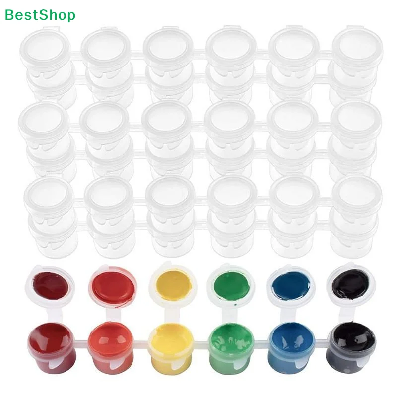 〔R〕10Pcs 3ml 5ml Empty Mini Paint Container Strips Storage Container With Lids For Arts And Crafts Paint Empty Paint Pot