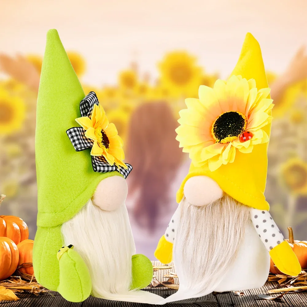 Summer faceless doll dwarf sunflower bee elf goblin autumn doll ornament  gnomes