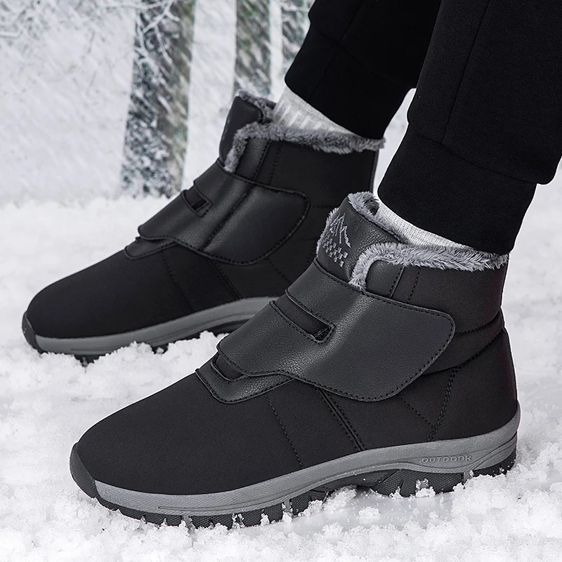 Winter Women's Fur Lined Ankle Snow Boots Adjustable Hook and Loop Diabetic Shoes for Elderly Swollen Foot Hallux Valgus Bunion view 4