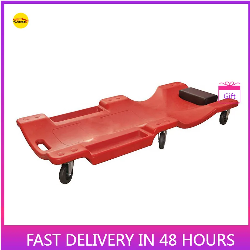 40Inch Big Red Plastic Car Mechanic Creeper Six Wheel With Grooves Tool