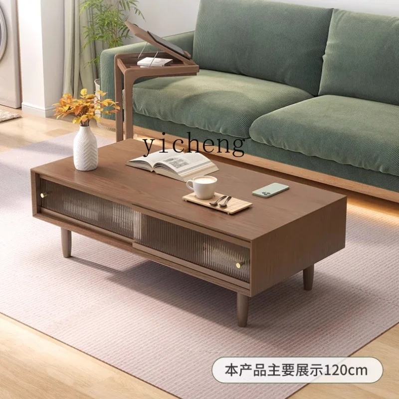 X5-18  solid wood coffee table TV cabinet combination living room household square coffee table modern simple tea table view 3
