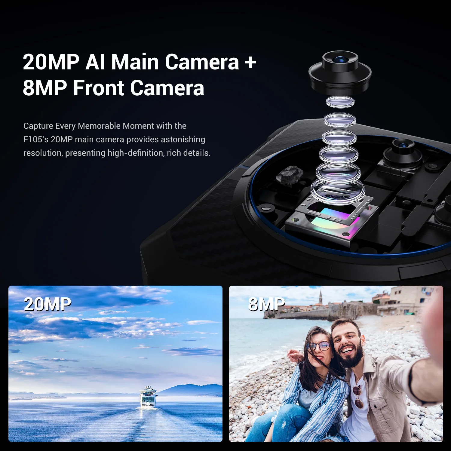 Fsibot-هاتف ذكي متين f105 ، بوصة hd + ips ، أندرويد 14 os ، 10 mah ، 12 + 64gb ، كاميرا 20 mb
