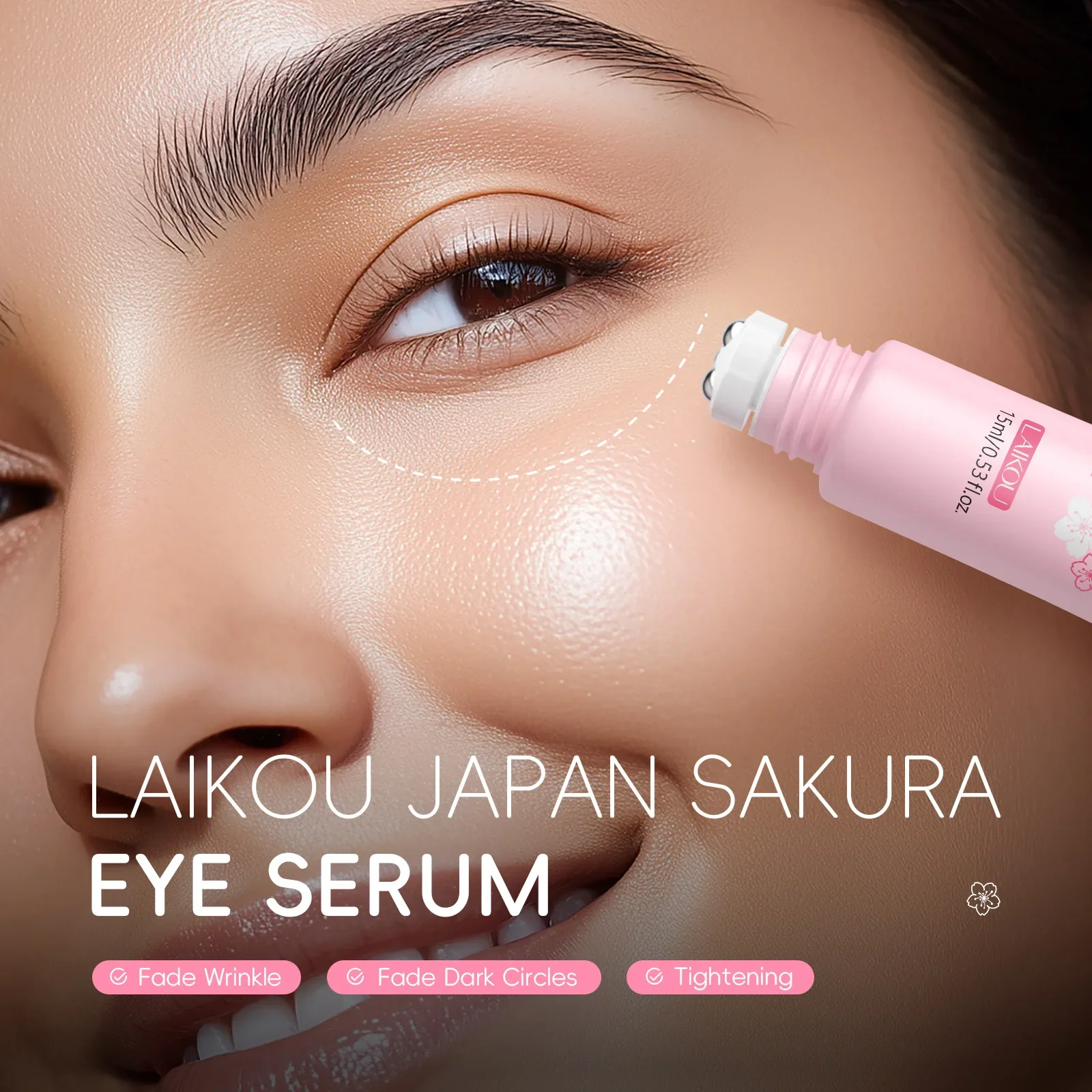 LAIKOU 15ml Sakura Slide Ball Eye Massage Serum Essence Firming Care For Under Eye Area Soothe Tired Eyes