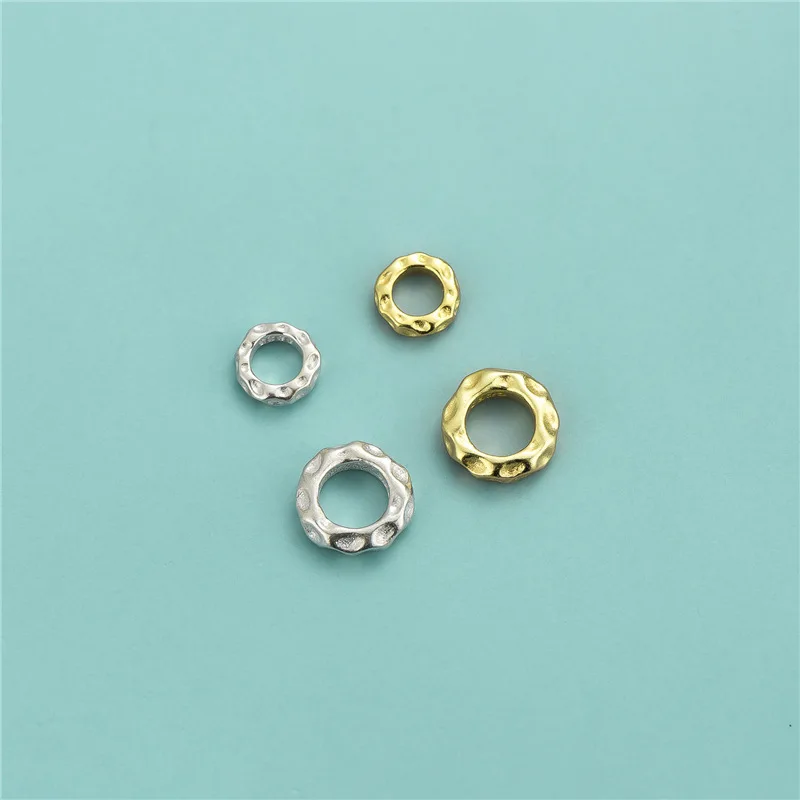 2pcs Real Authentic 925 Sterling Silver Large Hole Loose Beads for DIY Leather Bracelet Earring Necklace Jewelry Making Supplies