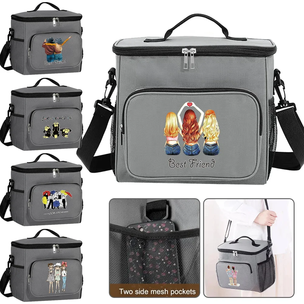 Insulated Bags Lunch Bag Organizer Handbag Cooler Box Camping Thermal Shoulder Storage Lunchbag for Students Friends Pattern