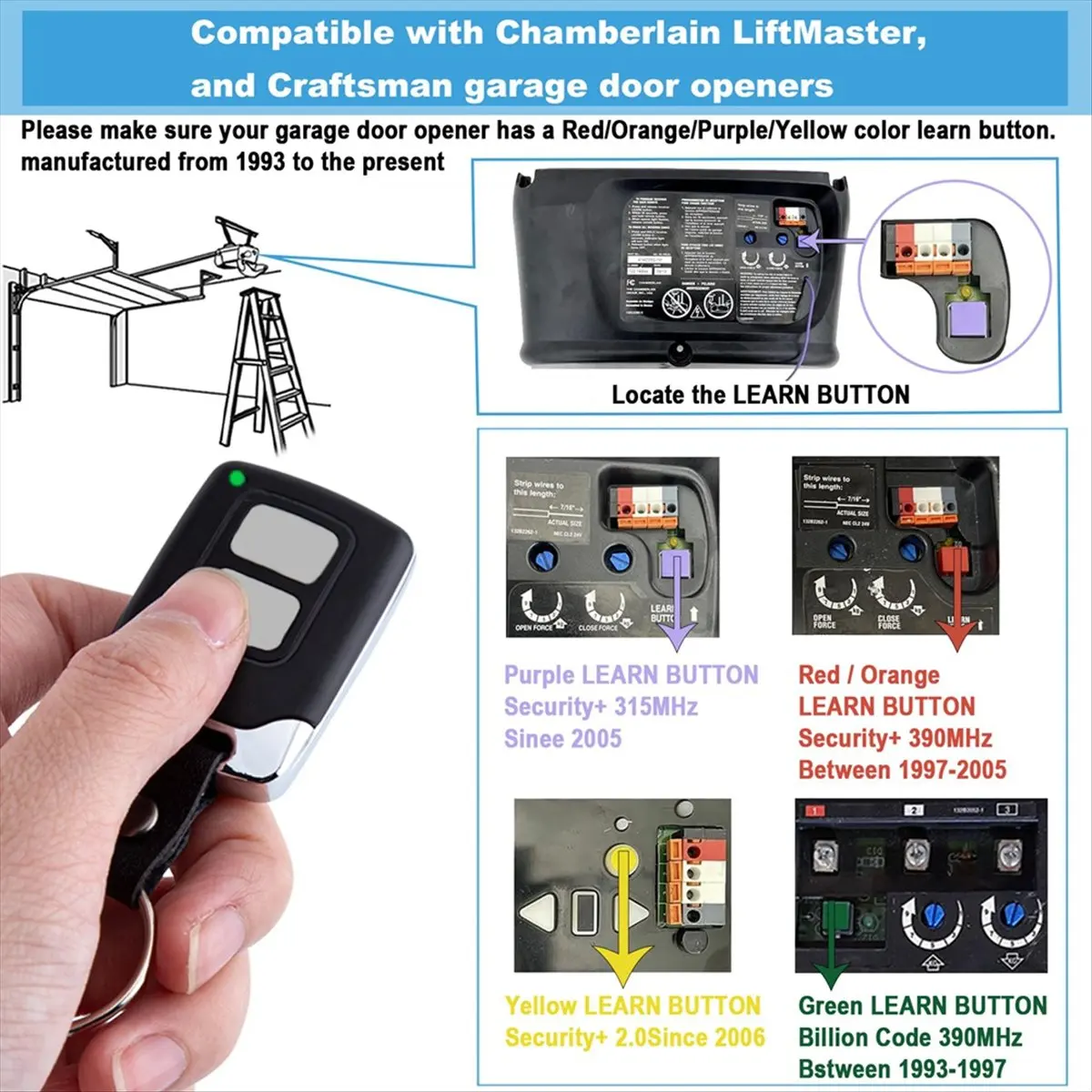 A69ZBG! Garage Door Opener Remote for 893LM 891LM 971LM 973LM 371LM Garage Door Openers