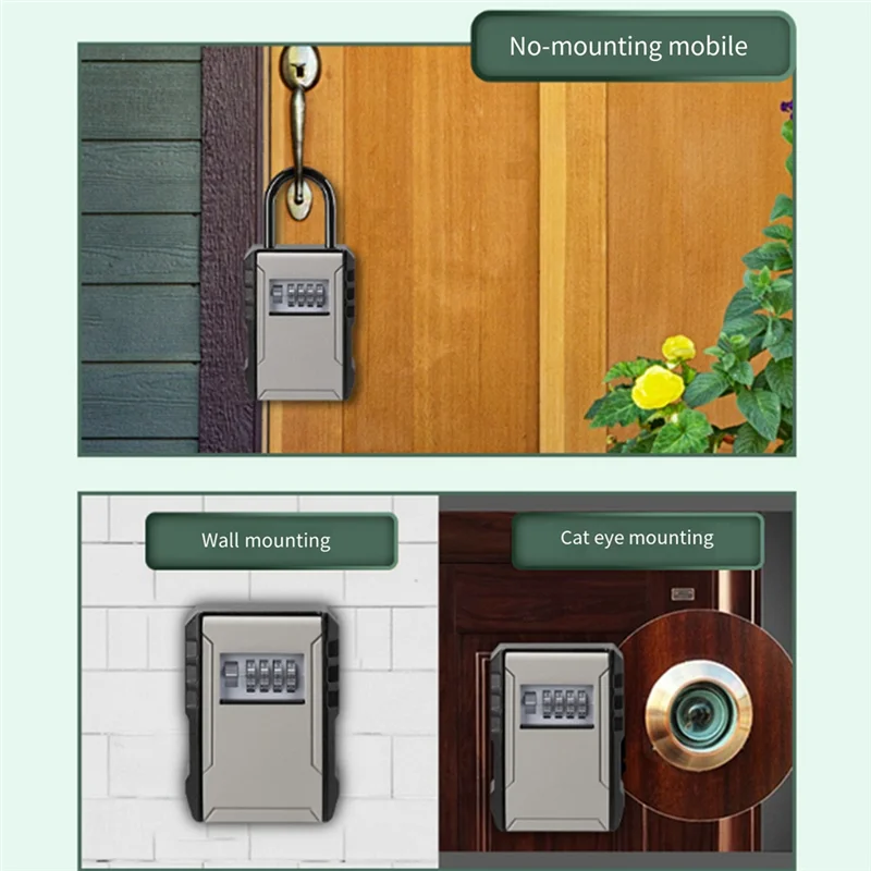 

B92B-Large Space Design Password Key Box Gray Car Key Safe Box For Home Apartment Lockbox