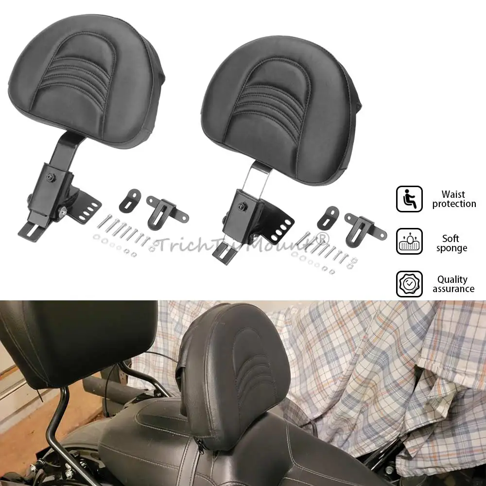 

Pu Leather Rear Driver Seat Backrest For Harley Road King Street Glide Road Glide Electra Glide 1997-2025 Black/Chrome Bracket