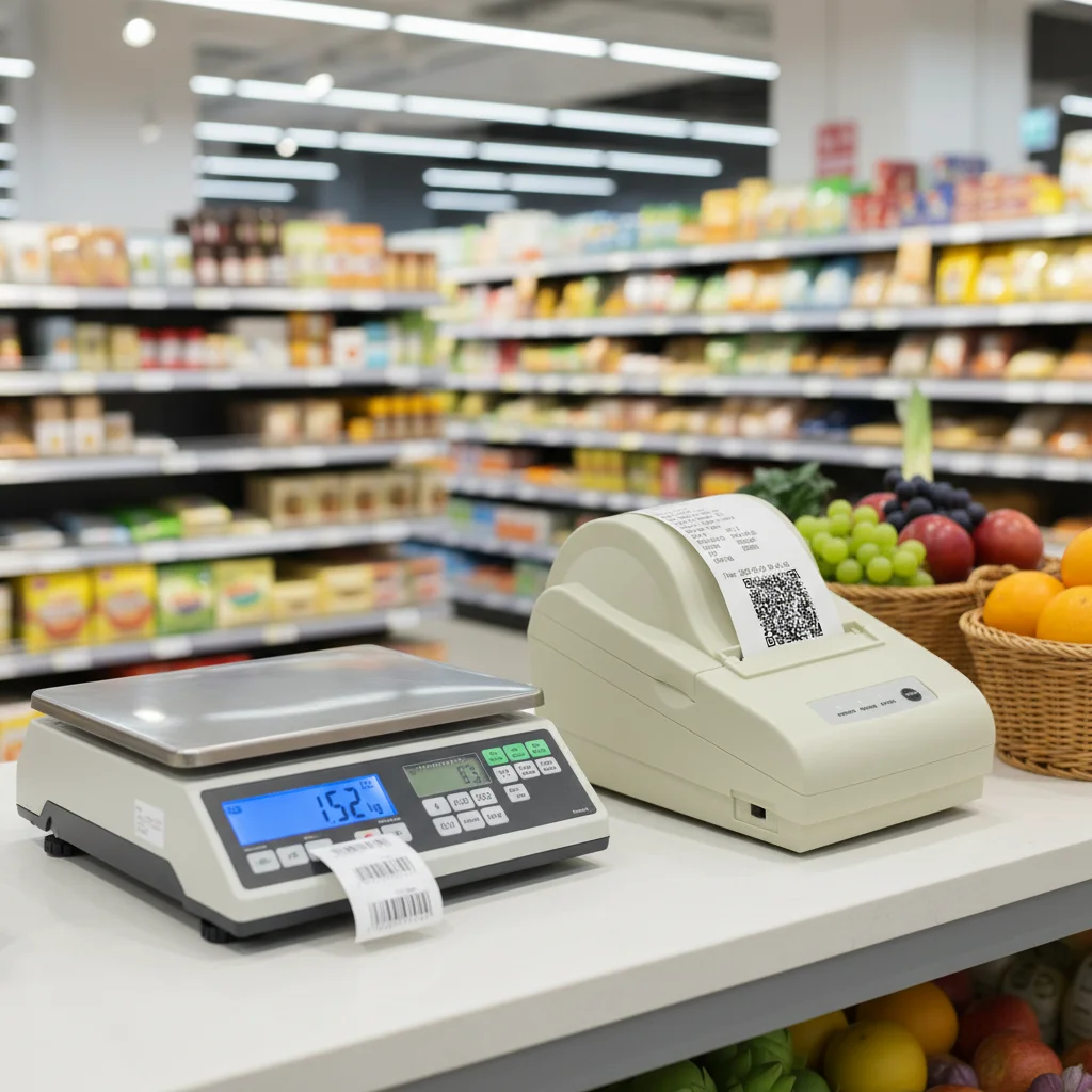 

58mm Supermarket Shelf Label Printer with USB+RS232 Interface Thermal Shipping Label Printer for Scale Weighing