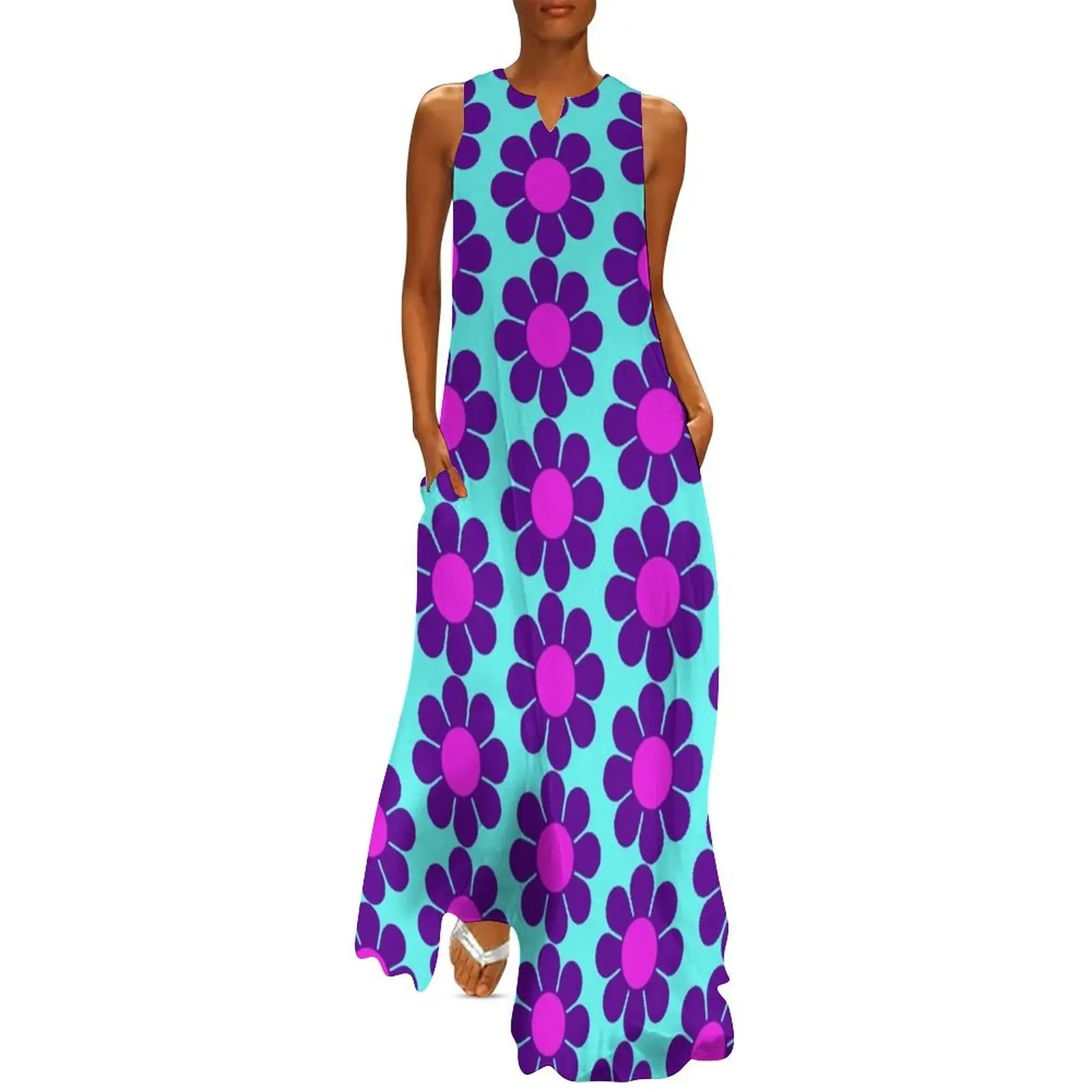 

Purple Pink Hippy Flower Daisy Long Dress Party dresses Dress women women's luxury party dress