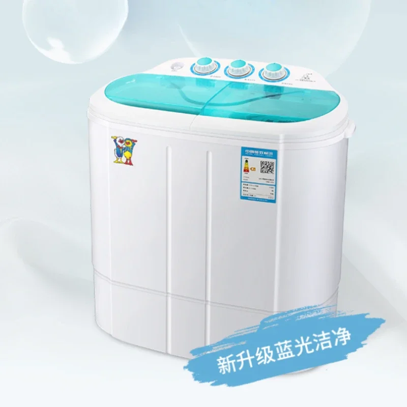 غسالة صغيرة منزلية صغيرة شبه أوتوماتيكية مدمجة ذات دلو مزدوج وأسطوانة مزدوجة للأطفال الصغار