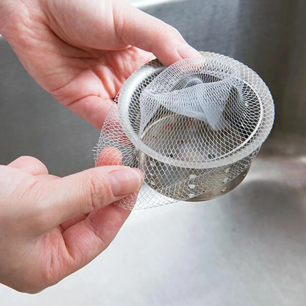 

400pcs Kitchen Sink Strainer Mesh Bags Filter Net Disposable Drain Washing White 200ml Sink Filter Water Sieve