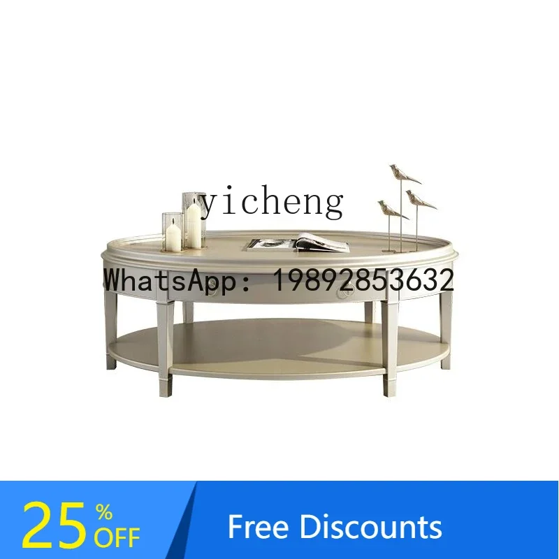 

X1 Coffee Table High Sense Living Room Coffee Table Solid Wood TV Cabinet Combination Oval Household Tea Tray home decor