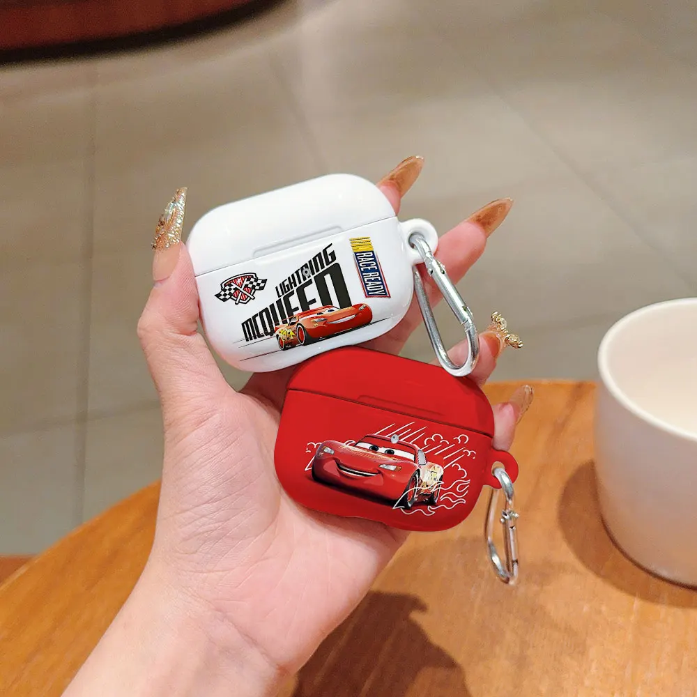 Car Lightning M-McQueen Wstrząsoodporne, błyszczące, twarde etui na słuchawki HD do słuchawek AirPods 1 2 3 4 Pro Pro2 z metalowym haczykiem