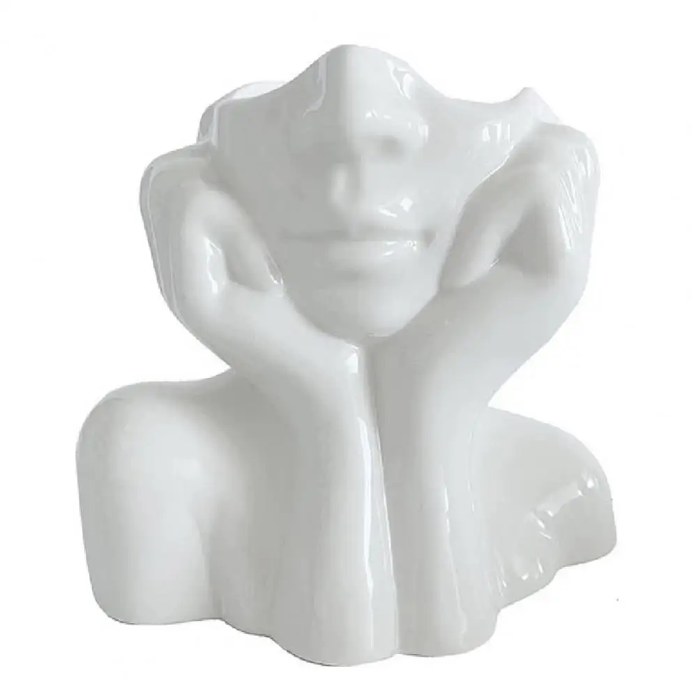 Resin Vase Modern Resin Face Ceramic Body Flower Pot Abstract Female Form for Shelf Desk Display