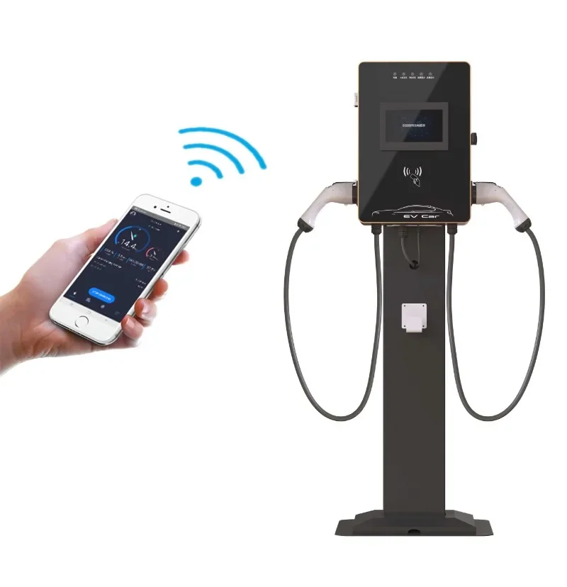 commercial Floor-Mounted fast charger EV Charging station With dual charging guns