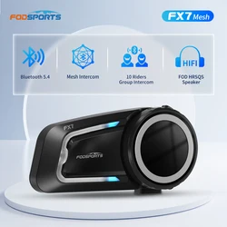 オートバイ用Bluetoothヘッドセット,ヘルメット用通信デバイス,Fodsports-FX7メッシュ,範囲2000m,fm,bt5.4