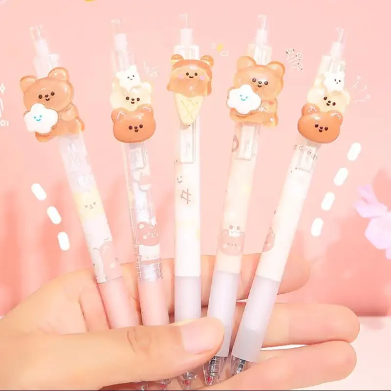 1pcs 0.5mm Kawaii Little Brown Bear Mechanical Gel Pens School Office Writing Supplies Cute Gift Prizes for Kids