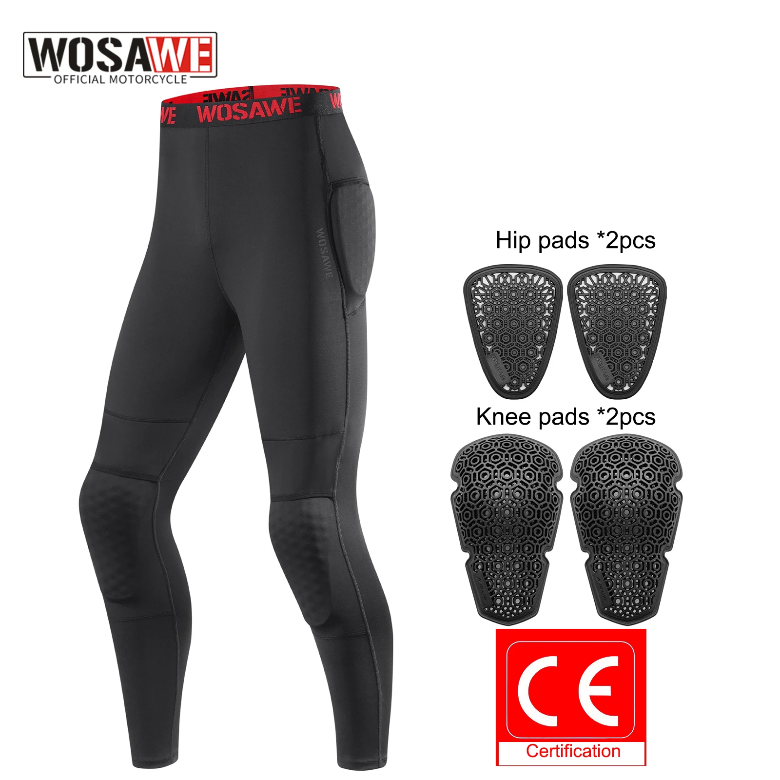 

WOSAWE Motorcycle Pants Compression Summer Motorbike Riding Breathable Protective Trousers Off-road Motocross With CE Kneepads
