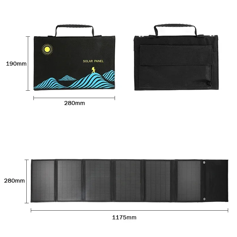 100W Solar Panel Folding Bag USB+DC Output Solar Charger Portable Foldable Interface Mobile Phone Charging Solar Panel Bag