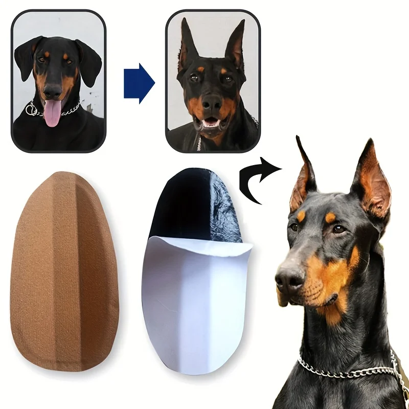 2Pcs Dog Ear Stand Up Herb Sticker Support Tool Sticker, Breathable Arc Glue Free for Dog With 6 Auxiliary Stickers And 4 Cotton