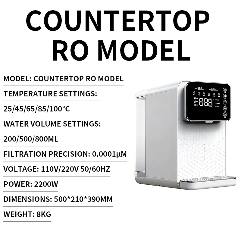 Countertop Water Purifier Installation-Free RO Water Purifier for Direct Drinking, Household Use, and Hydrogen-Rich Water Genera