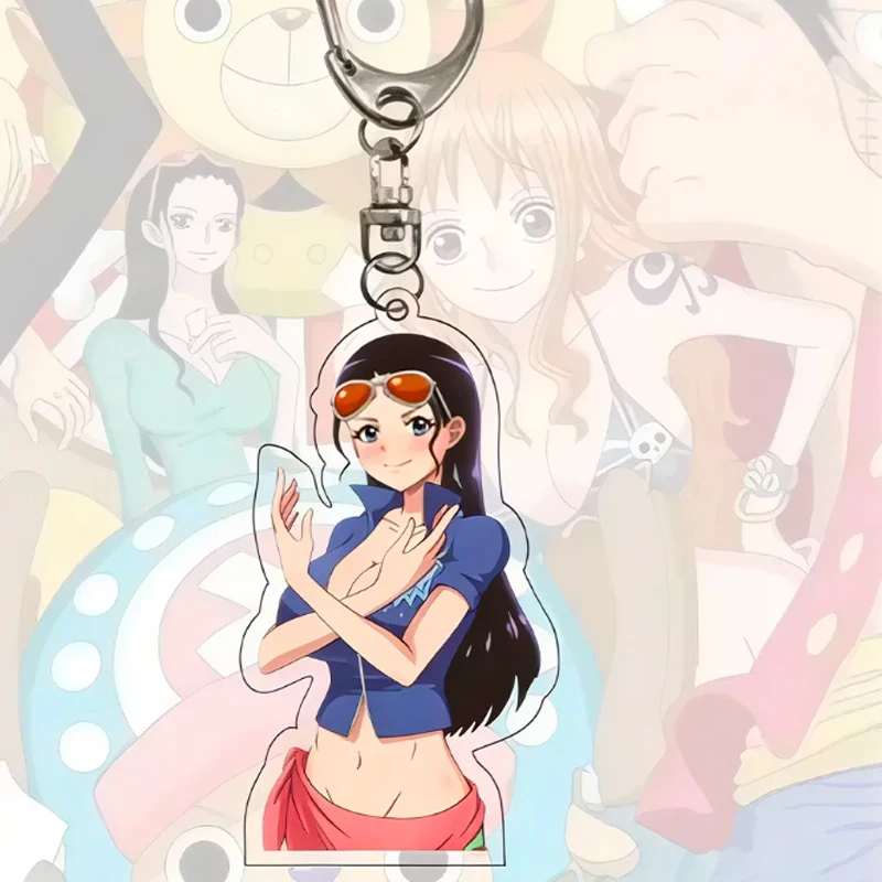 Anime Acrylic Keychain One Piece Monkey D. Luffy Nico Robin Franky Portgas D Ace Boa Hancock Acrylic Pendant Key Ring Gift view 2