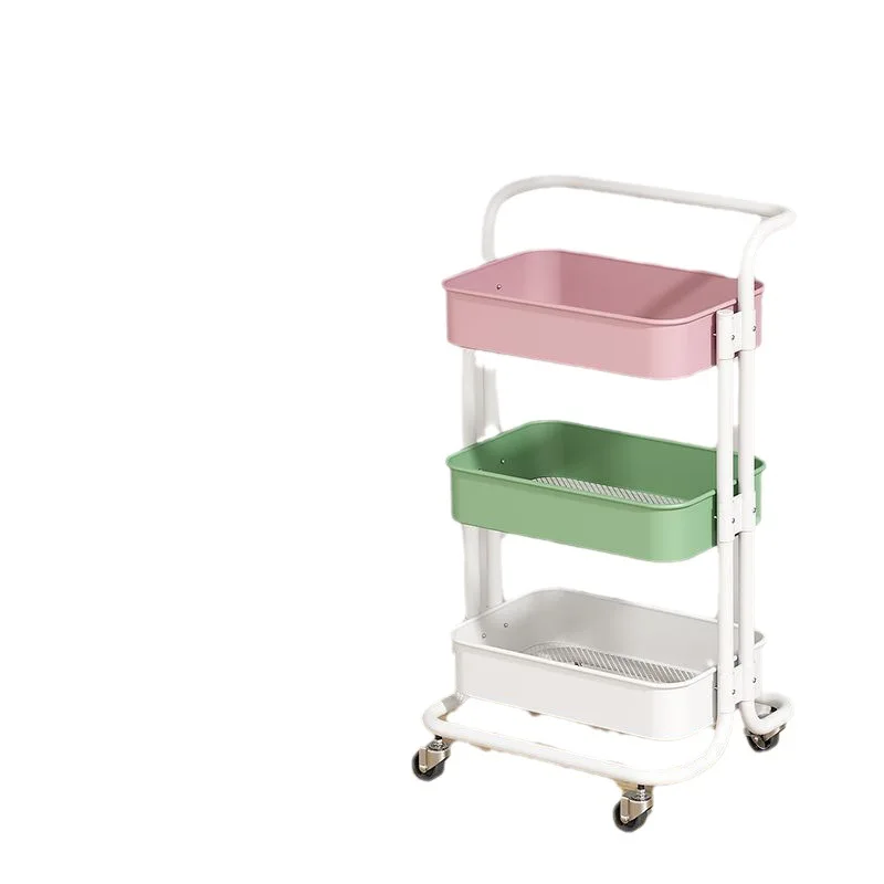 Multifunctional Handcart Storage Rack, Floor To Floor, Multi-layer Storage Rack, Wheeled Small Cart, Toy and Snack Storage