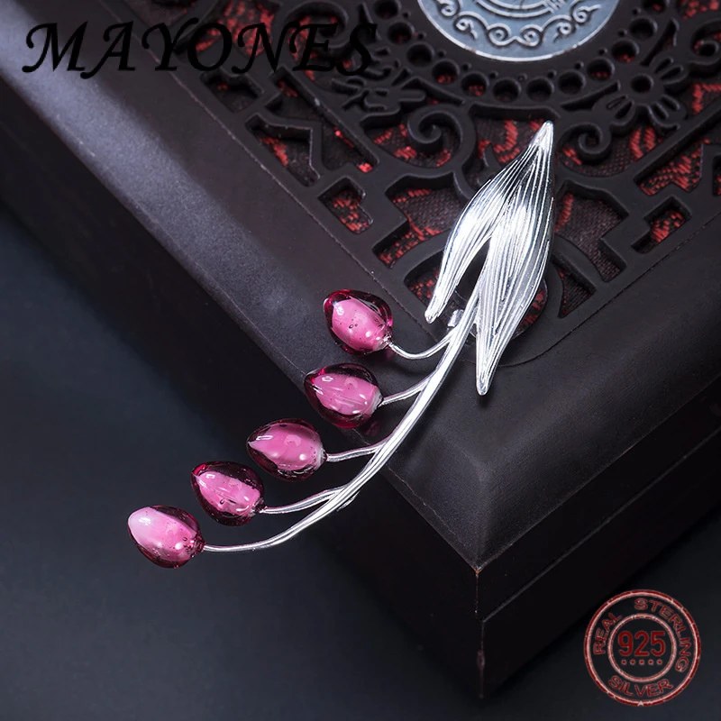 

New S925 Silver Creative Design Bell Orchid Brooch, Women's Retro Fashion, Light Luxury Birthday Gift