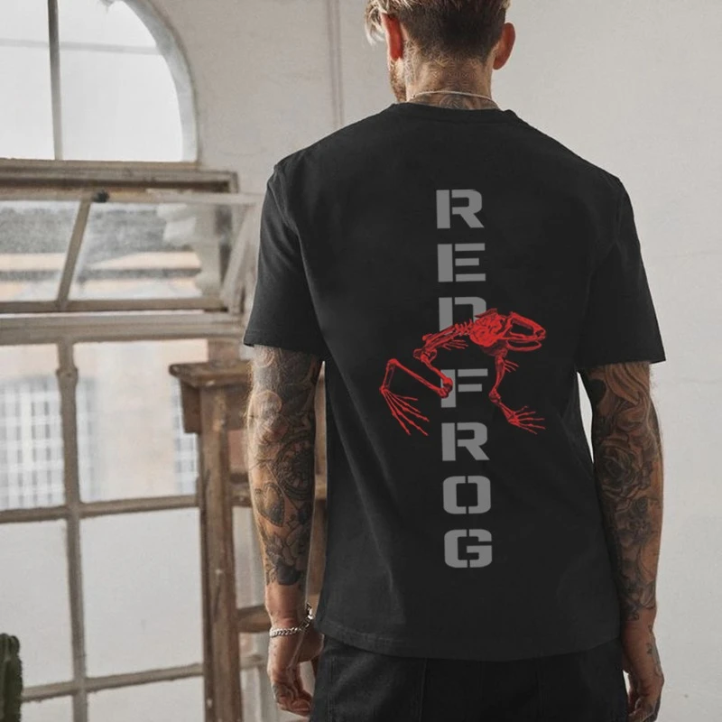 

Summer 2025 New Global Elite Special Operations Series RED FROG Red Frog Defense Print Round-neck short-sleeved T-shirt
