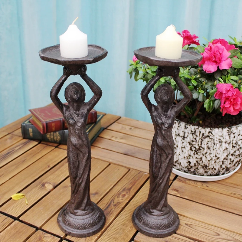 

European creative new wedding props household retro nostalgic cast iron wedding table candle ornament candle holder