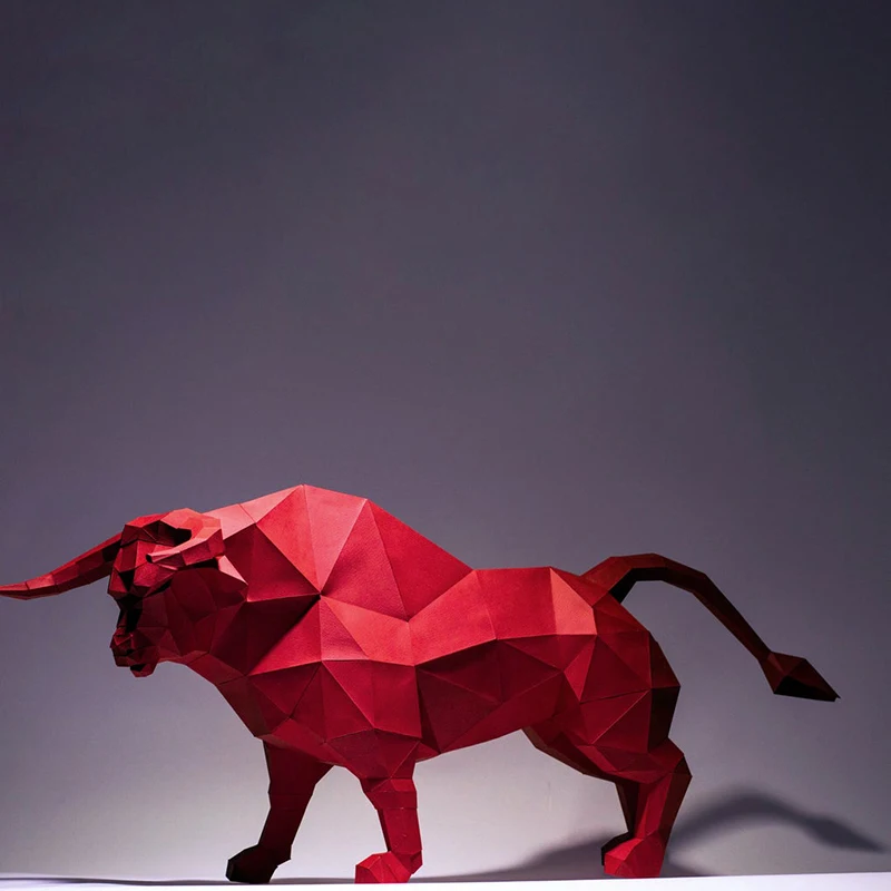 80cm Bull Long Good Luck Cow Home Decor Room Decoration 3D Paper Model Hand Made DIY Papercraft Origami Art Toys For Children