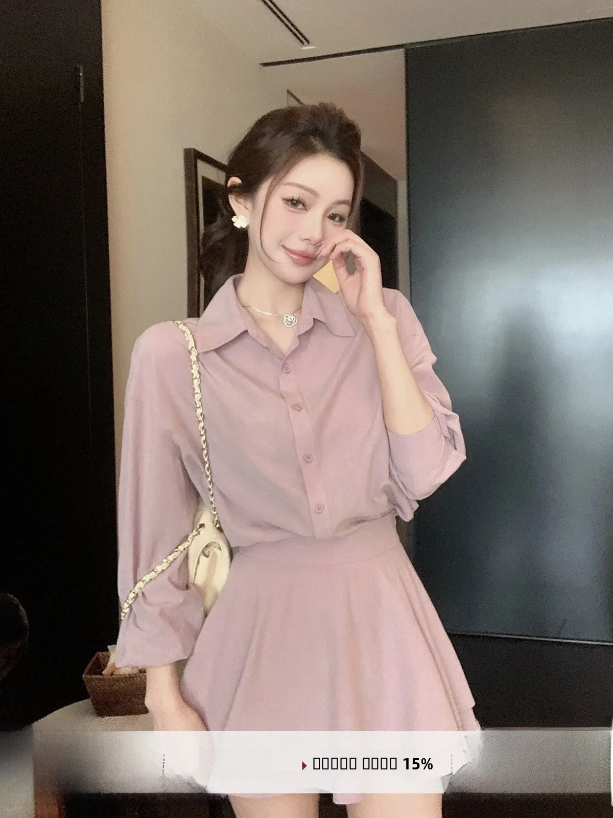 

Фиолетовый комплект с юбкой и блузкой для женщин: простой, с длинным рукавом, весенний, новый, высококачественный, модный костюм-двойка для взрослых