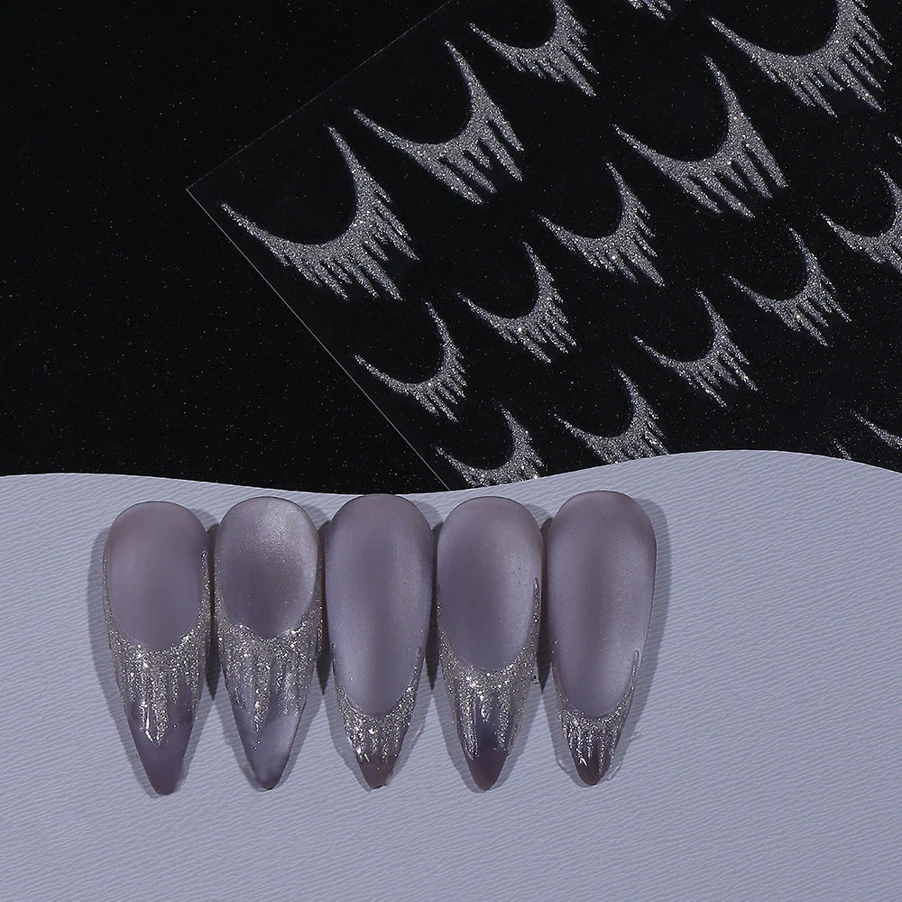 ثلاثية الأبعاد انفجار لامعة الذهب/الفضة شرابة مسمار الفن ملصق ذاتية اللصق الفرنسية شرابة مسمار ملصق مائي لتقوم بها بنفسك بريق المعادن الذهب والفضة المنزلق