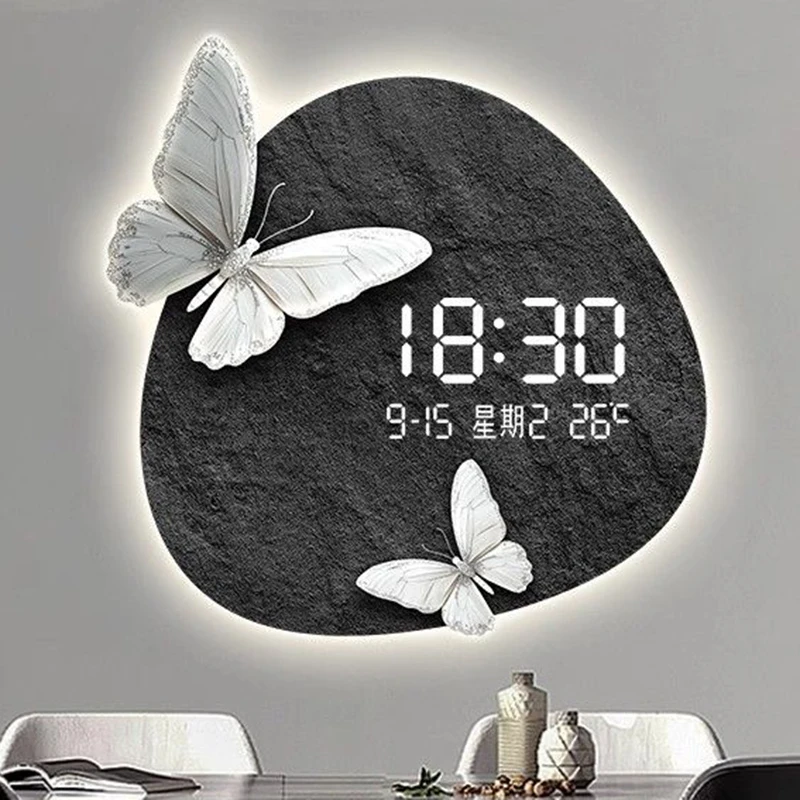 Minimalist Large Wall Clocks Digital with Light Wall Clocks Home Decoration Luxury Clock Nordic Interior Clock Living Room